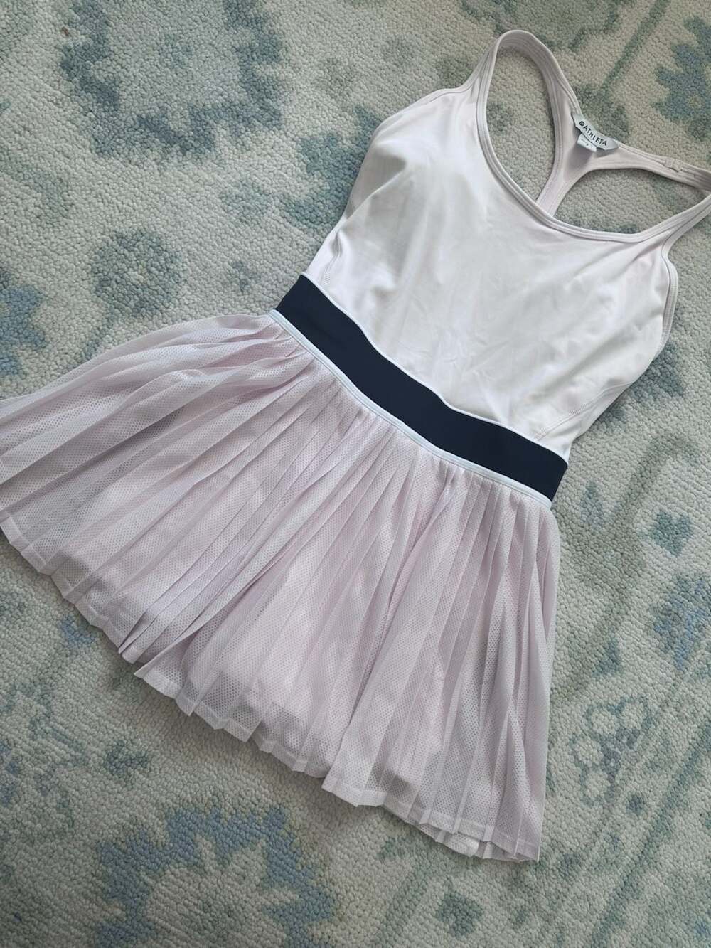 S - Athleta $129 Pink Pleated Racerback Power Serve Tennis Dress